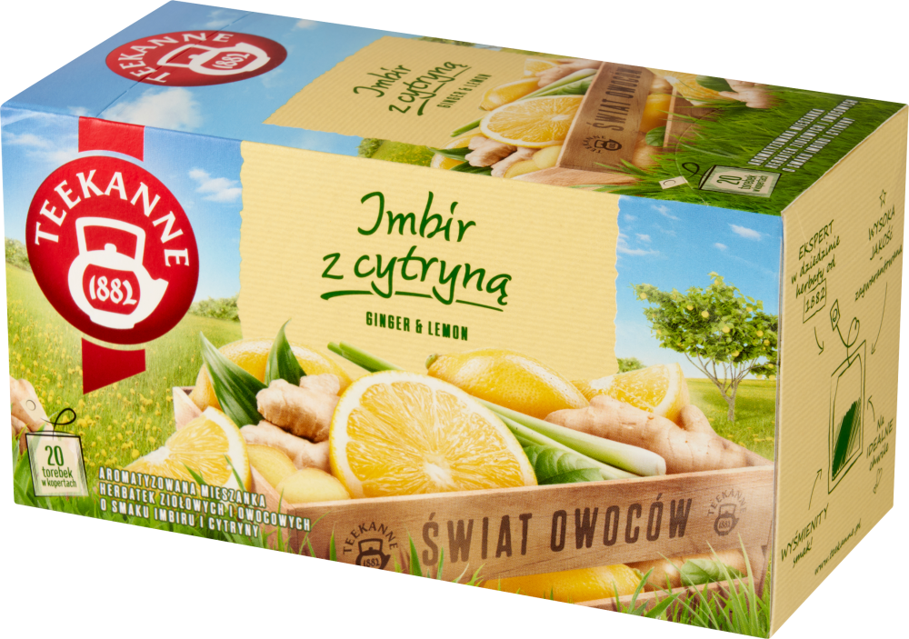 Herbata owocowa w kopertach Teekanne Ginger&Lemon, imbir i cytryna, 20 sztuk x 1.75g