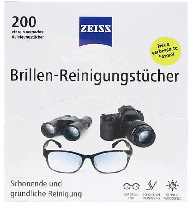 Chusteczki do czyszczenia okularów i wyświetlaczy Zeiss, 200 sztuk