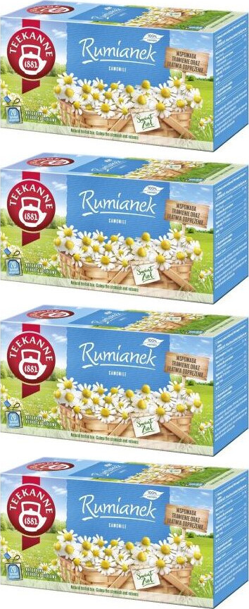 4x Herbata ziołowa rumiankowa w torebkach Teekanne, rumianek, 20 sztuk x 1.5g