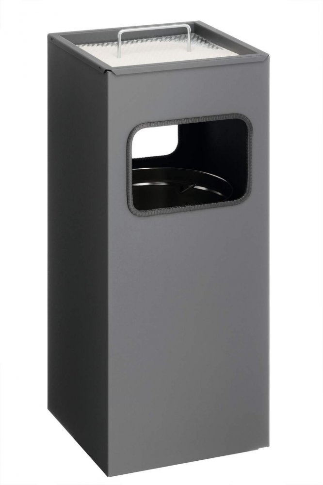 Kosz na śmieci Durable, 17l, z popielnicą, kwadratowy, antracytowy