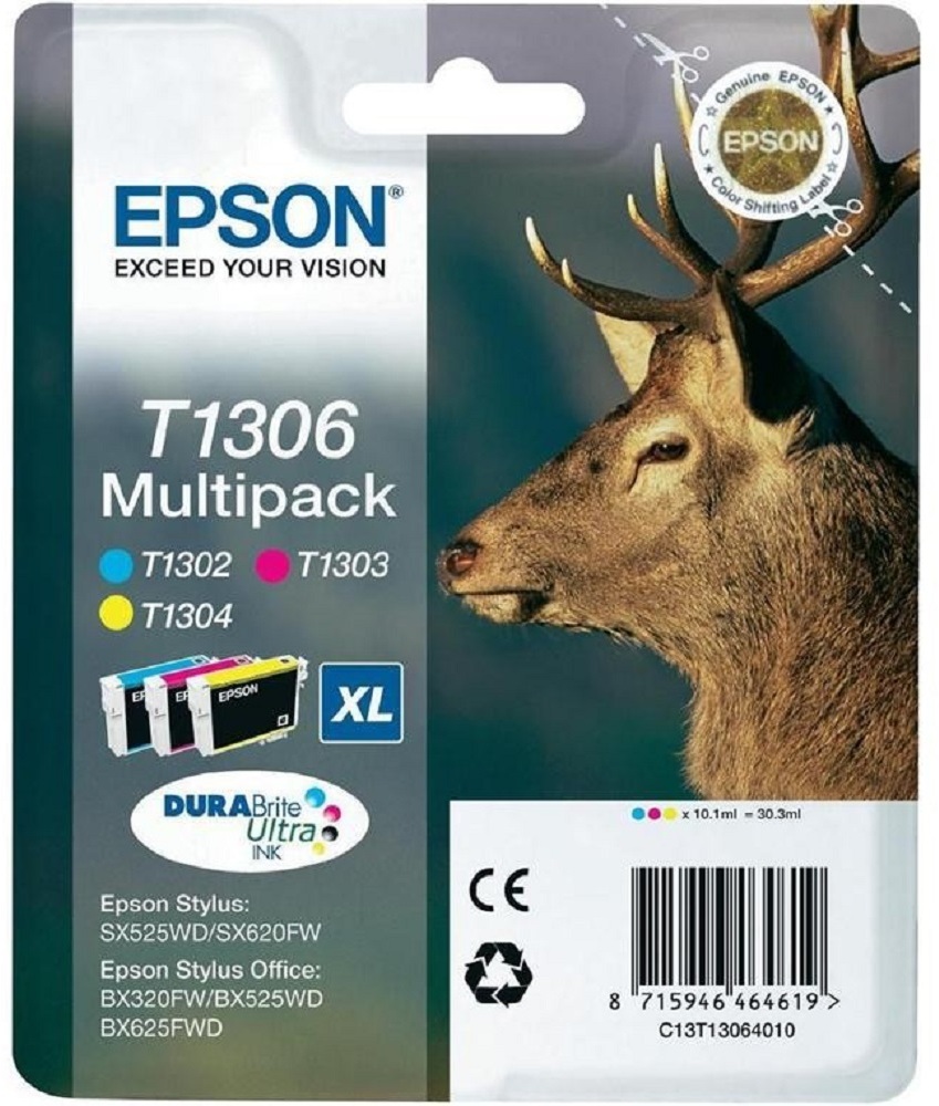 Tusz Epson T1306 (C13T13064012), 30.3ml, CMY cyan (błękitny), magenta (purpurowy), yellow (żółty