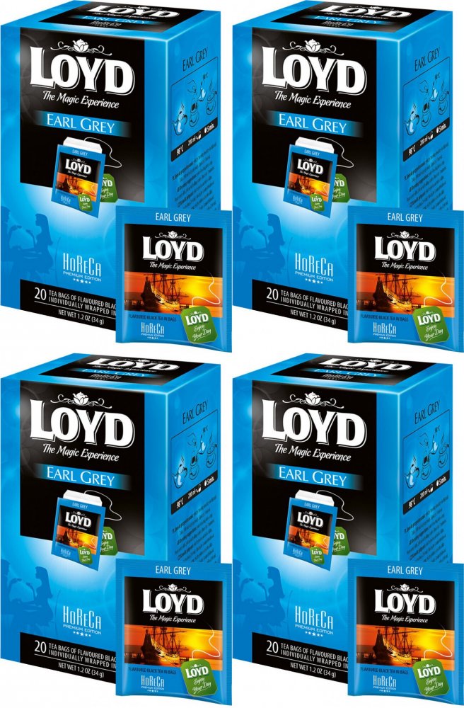 4x Herbata Earl Grey w kopertach Loyd Horeca Premium, 20 sztuk x 1.7g