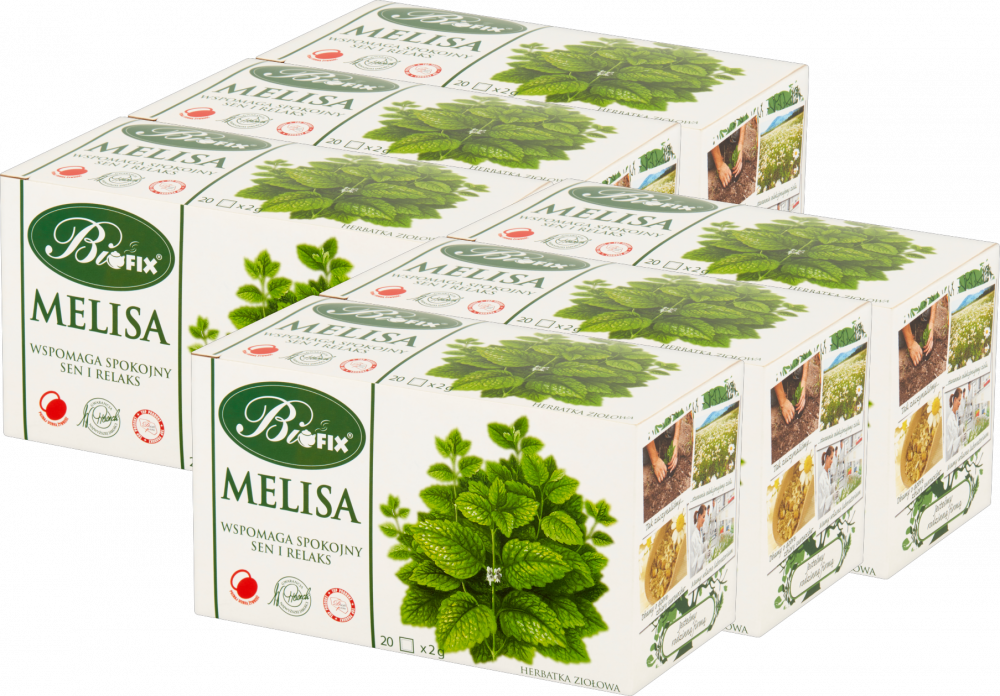 6x Herbata ziołowa w torebkach Bifix, melisa, 20 sztuk x 2g