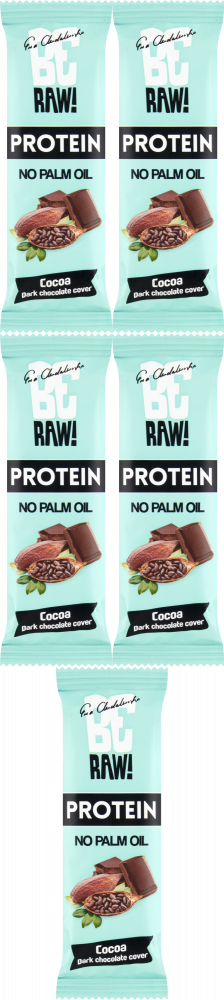 5x Baton proteinowy 26% BeRAW, kakao, bez cukru, 40g