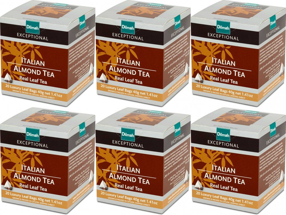 6x Herbata czarna aromatyzowana w piramidkach Dilmah Exceptional Italan Almond Tea, 20 sztuk x 2g