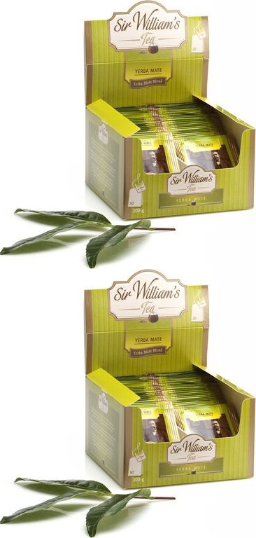 2x Herbata Yerba Mate w torebkach Sir William's Tea, zielona smakowa, 50 sztuk x 2g