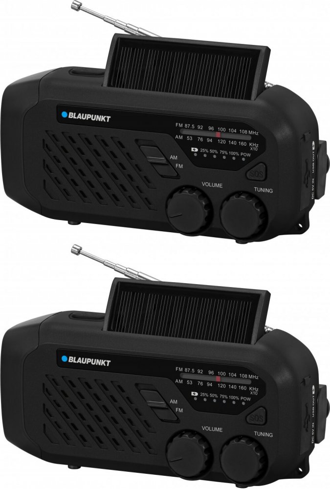 2x Radio alarmowe Blaupunkt ER10, SOS, latarka LED, lampka do czytania, czarny