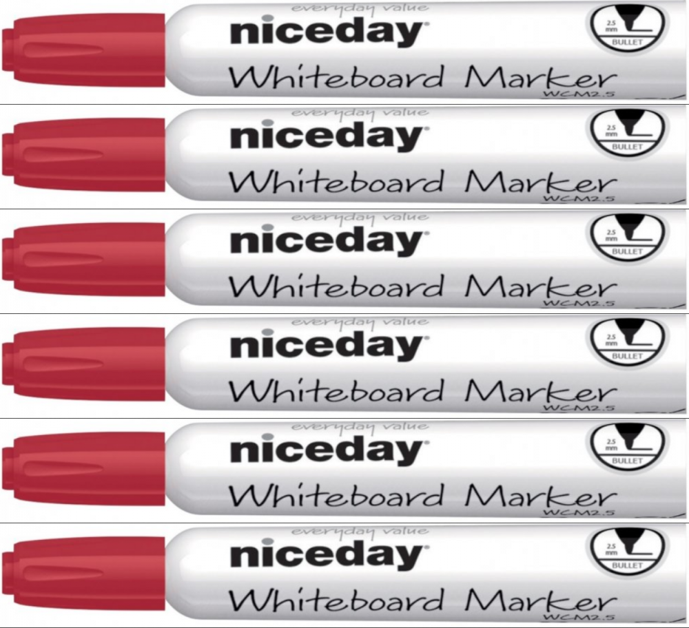 6x Marker suchościeralny Niceday, okrągła, czerwony