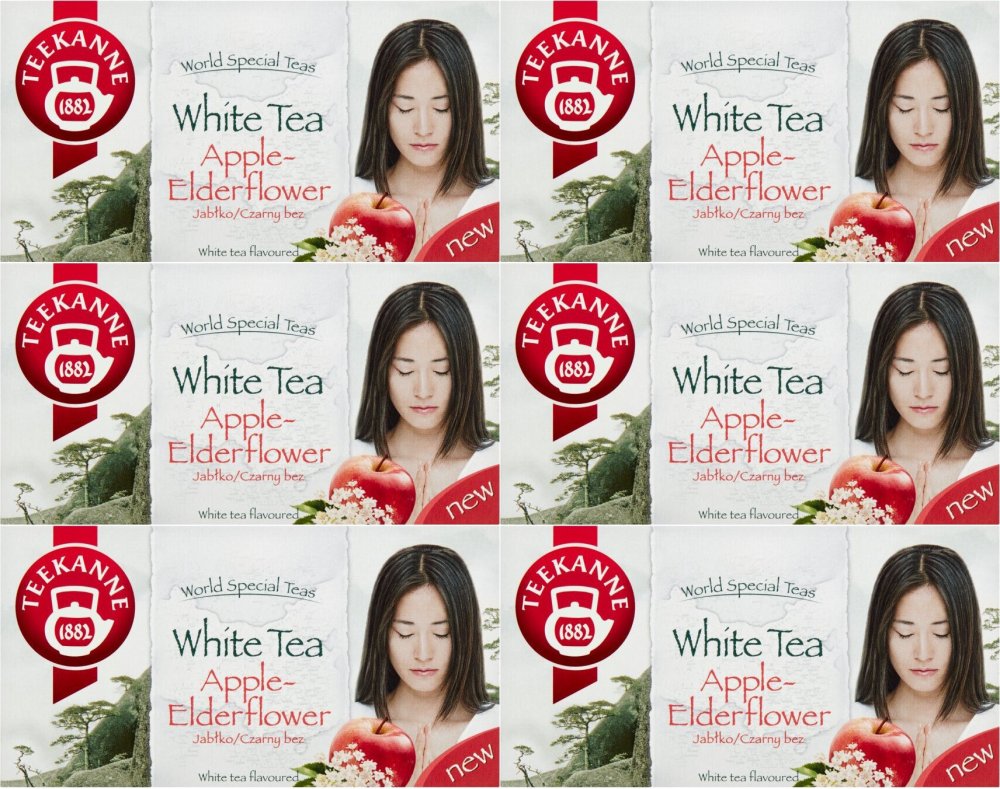 6x Herbata biała smakowa w kopertach Teekanne White Tea Apple-Elderflower, czarny bez i jabłko, 20 sztuk x 1.5g