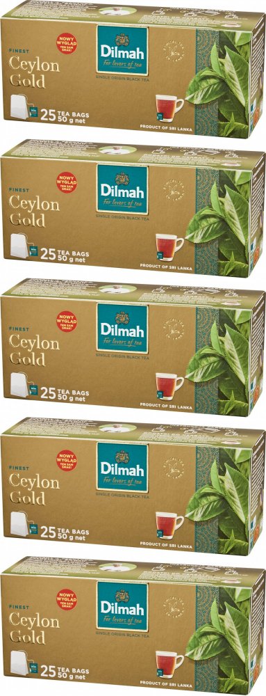 5x Herbata czarna w torebkach Dilmah Ceylon Gold, 25 sztuk x 2g