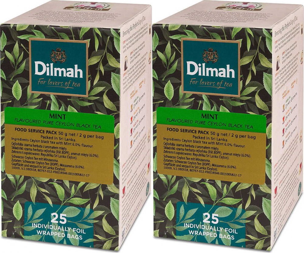2x Herbata ziołowa w kopertach Dilmah Mint, mięta, 25 sztuk x 2g