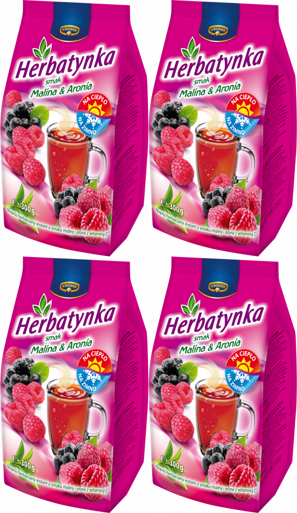 4x Herbata rozpuszczalna Herbatynka Krüger, malina&aronia z wit C, 300g