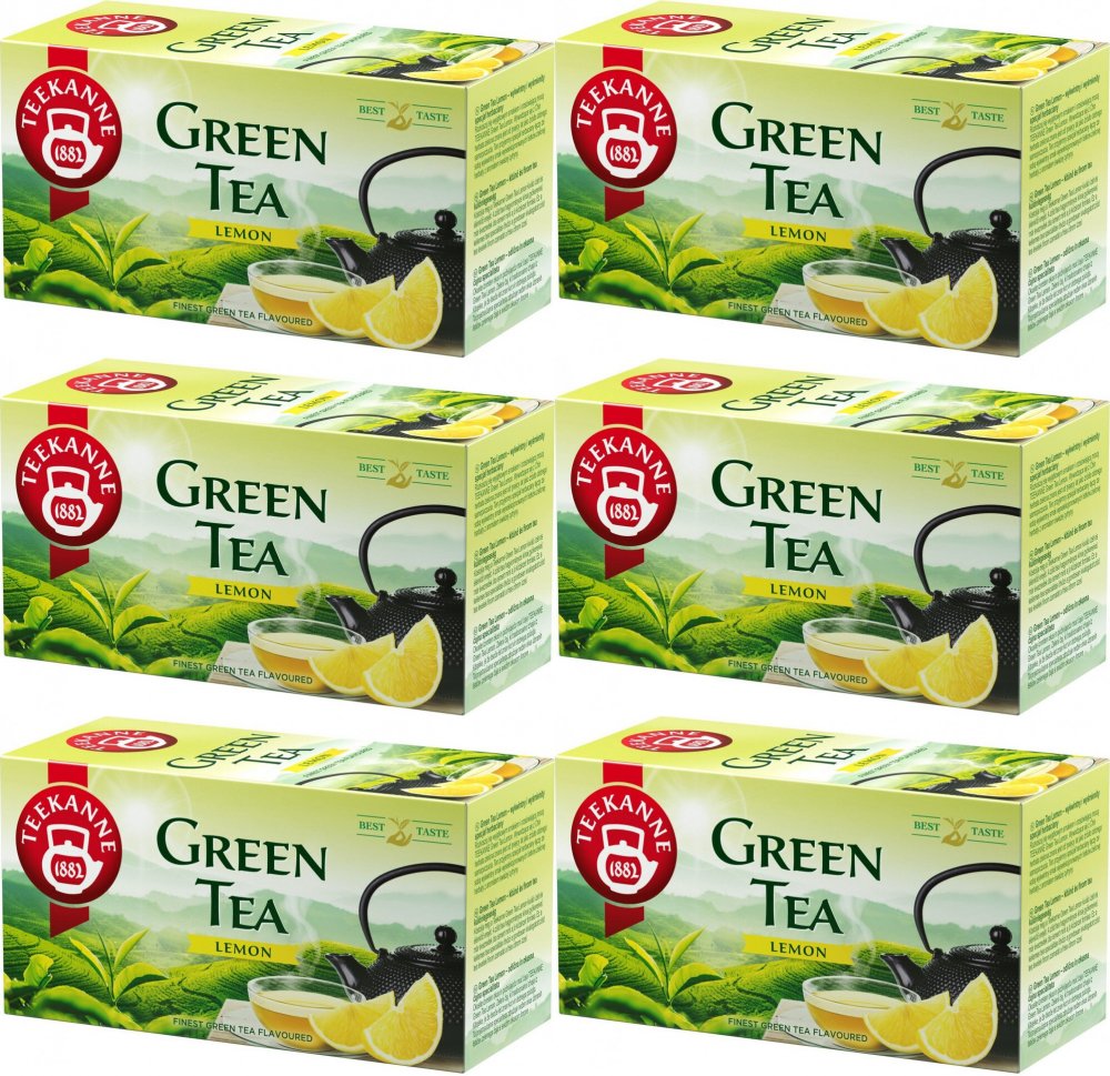 6x Herbata zielona smakowa w kopertach Teekanne Green Tea Lemon, cytryna, 20 sztuk x 1.75g