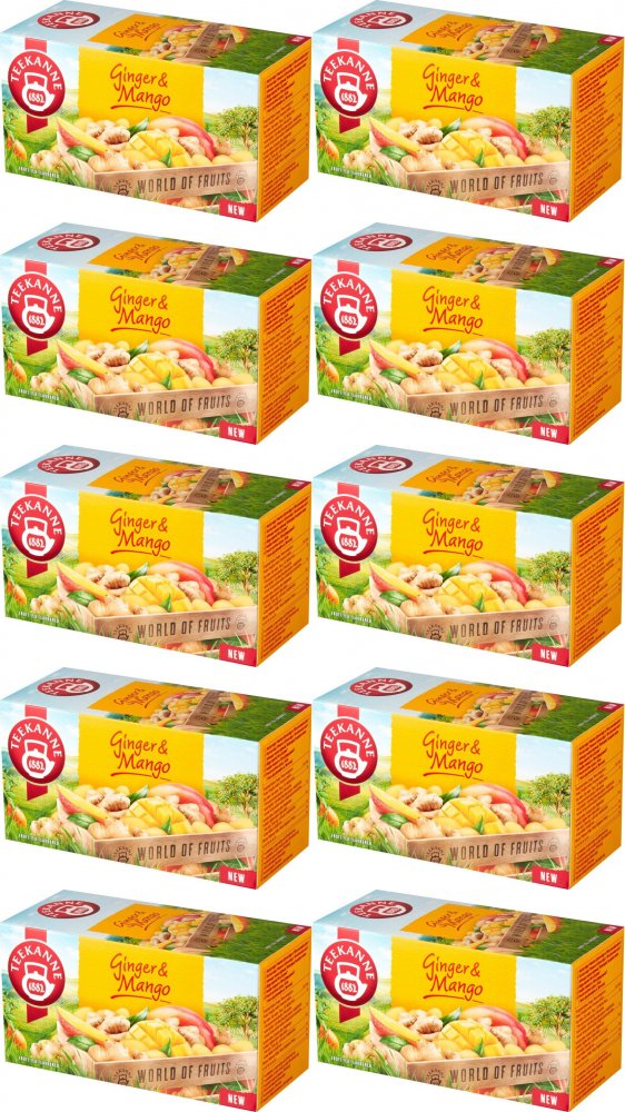 10x Herbata owocowa w kopertach Teekanne Ginger Mango, imbir i mango, 20 sztuk x 1.75g