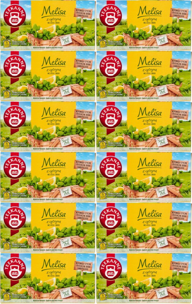 12x Herbata ziołowa w kopertach Teekanne, melisa z cytryną, 20 sztuk x 1.5g
