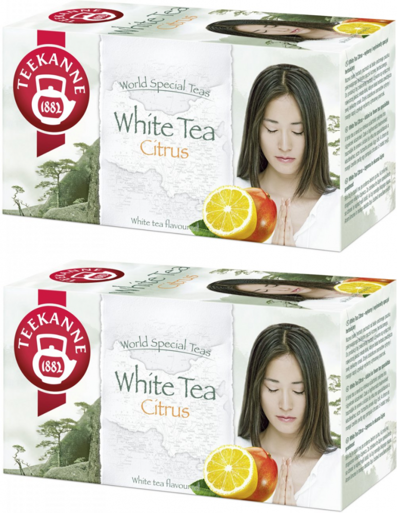 2x Herbata biała smakowa w kopertach Teekanne White Tea Citrus, cytryna i mango, 20 sztuk x 1.25g
