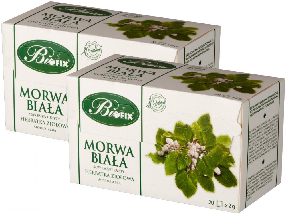 2x Herbata ziołowa w torebkach BiFix, morwa biała, 20 sztuk x 2g