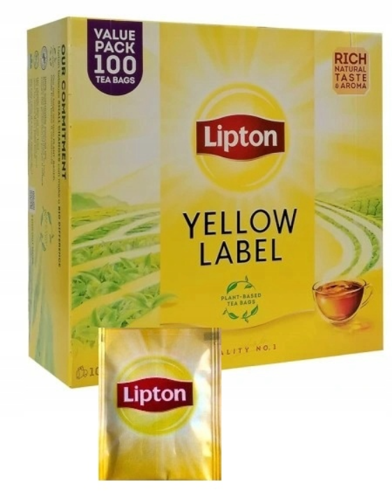 10x Herbata czarna w kopertach Lipton Yellow Label, 100 sztuk x 1.8g