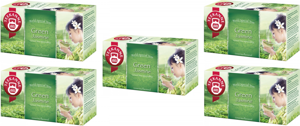 5x Herbata zielona smakowa w kopertach Teekanne Green&Jasmine, jaśmin, 20 sztuk x 1.75g