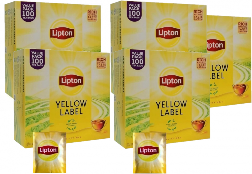 5x Herbata czarna w kopertach Lipton Yellow Label, 100 sztuk x 1.8g