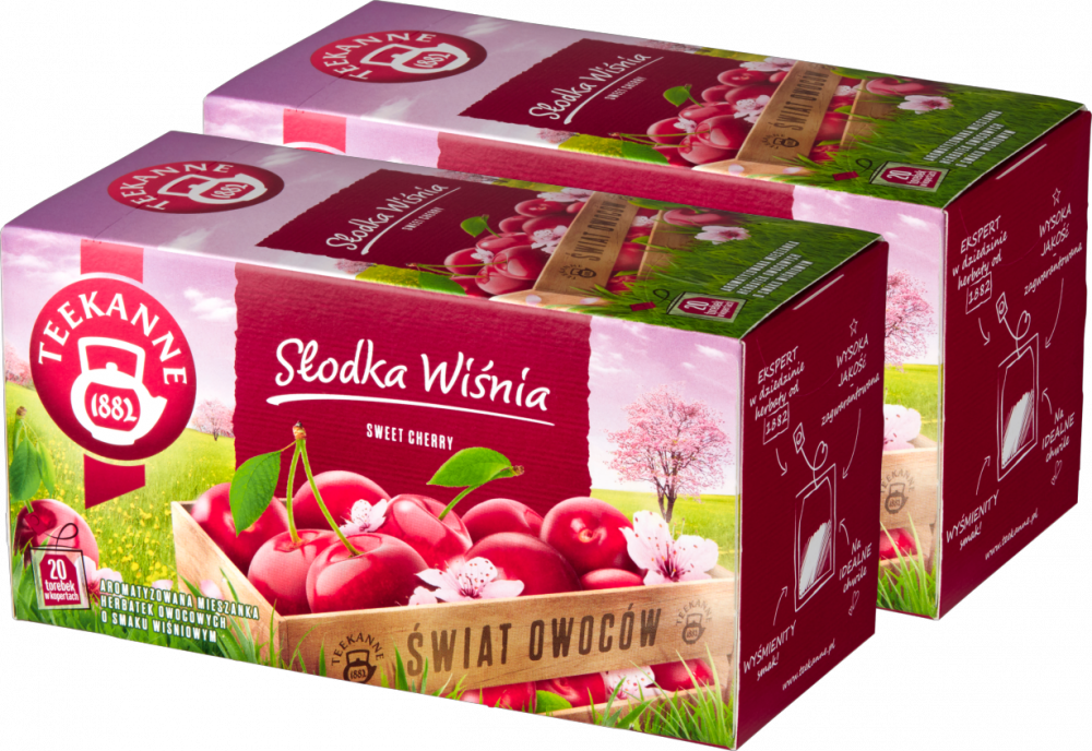 2x herbata owocowa w kopertach Teekanne Sweet Cherry, wiśnia, 20 sztuk x 2.5g