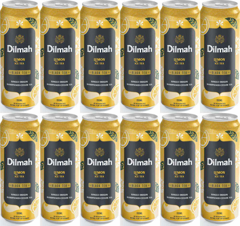 12x Herbata mrożona czarna Dilmah Lemon Black Tea, puszka, 330ml