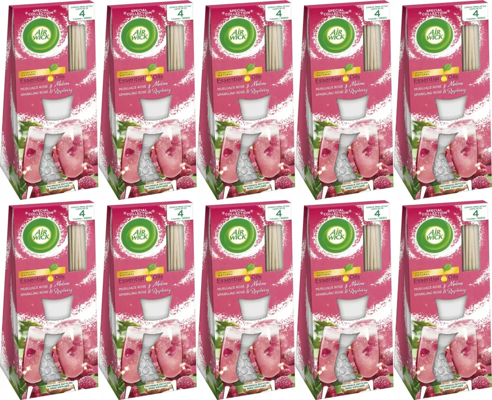 10x Patyczki zapachowe Air Wick, musujące Rose i malina, 30ml