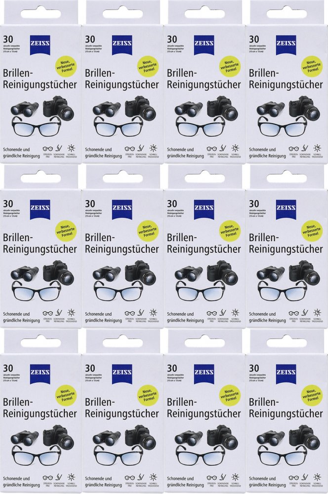 12x Chusteczki do czyszczenia okularów i wyświetlaczy Zeiss, 30 sztuk