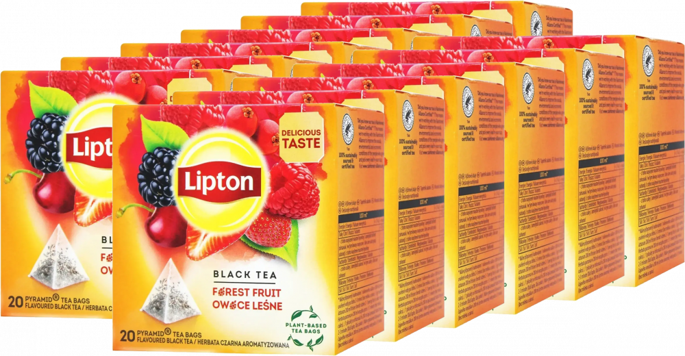 12x Herbata owocowa w piramidkach Lipton, owoce leśne, 20 sztuk x 1.7g