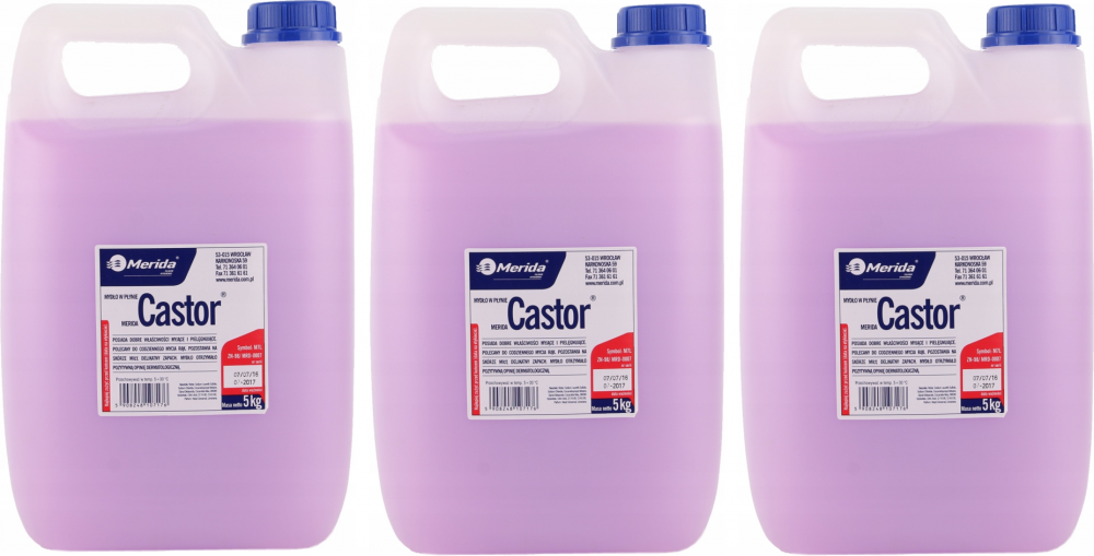 3x Mydło w płynie Merida Castor, liliowy, zapas, 5l