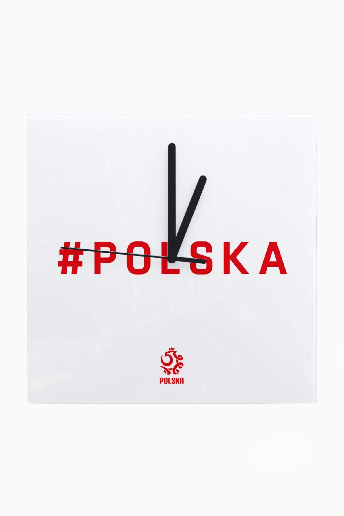 Zegar szklany kwadratowy PZPN - Biały