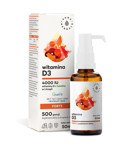 Witamina D3 4000IU MCT krople 50ml AuraHerbals