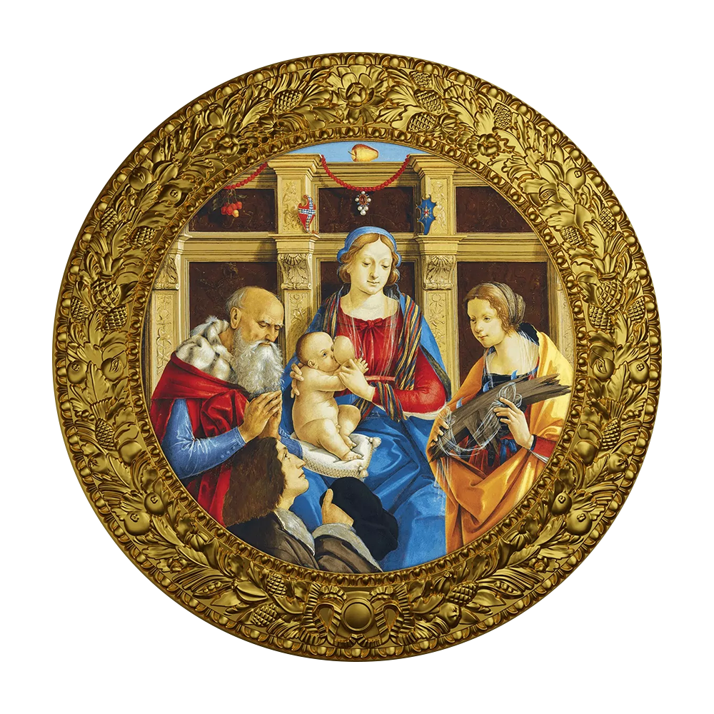 Srebrna moneta Michelangelo di Pietro, Madonna z dzieciątkiem, świętą Katarzyną i darczyńcą - Wesołych Świąt - wysyłka 24 h!
