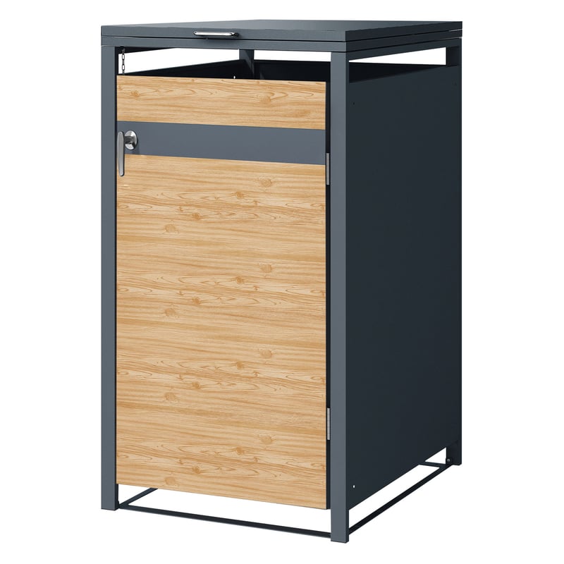 ML-Design pojemnik na śmieci na 1 kosz 240 L 68x80x116,3 cm antracytowy stalowy odporny na warunki zamykany z pokrywą i drzwiami na zawiasach trwały