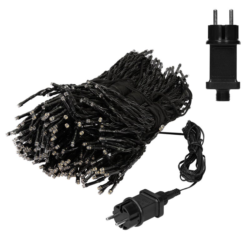 ECD Germany Lancuch swietlny na maszt flagowy, 10 pasm po 8 metrów z 360 diodami LED w kolorze cieplej bieli do drzew, w komplecie 10 kolków i 10