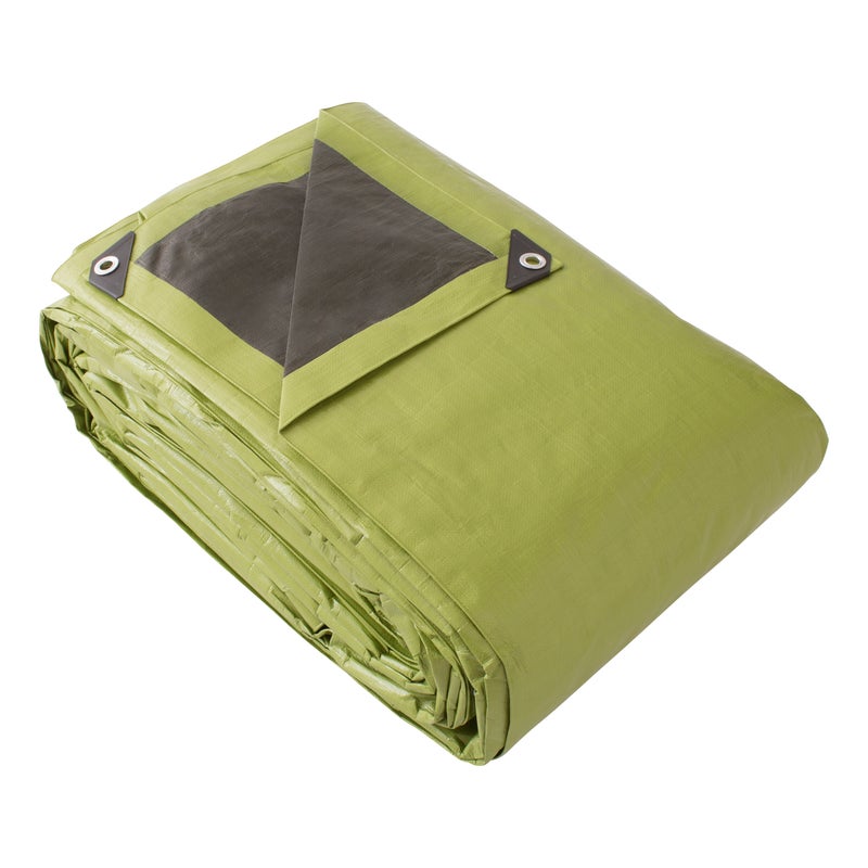 DEXTER - Plandeka ochronna - Plandeka z oczkami - 4 x 5 m - 20 m² - Wodoodporna - Powłoka UV - Odporna na rozdarcie - Polietylen - 240 g/m² - Zielony