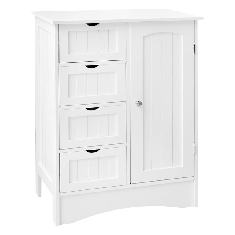 ML-Design Szafka lazienkowa biala, 55x81x30 cm, szafka lazienkowa z 1 drzwiczkami, 4 szuflady, duzo miejsca do przechowywania wolnostojaca styl