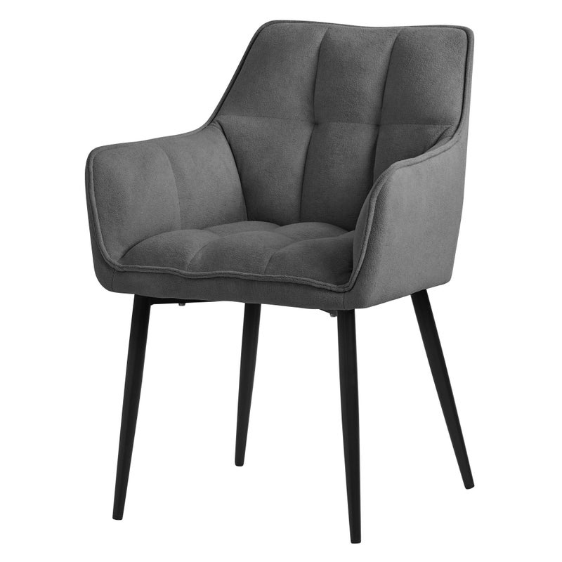 ML-Design krzesla do jadalni z tkaniny frotte, ciemnoszare, krzeslo kuchenne z grubym tapicerowanym siedziskiem i metalowymi nogami, krzeslo do salonu