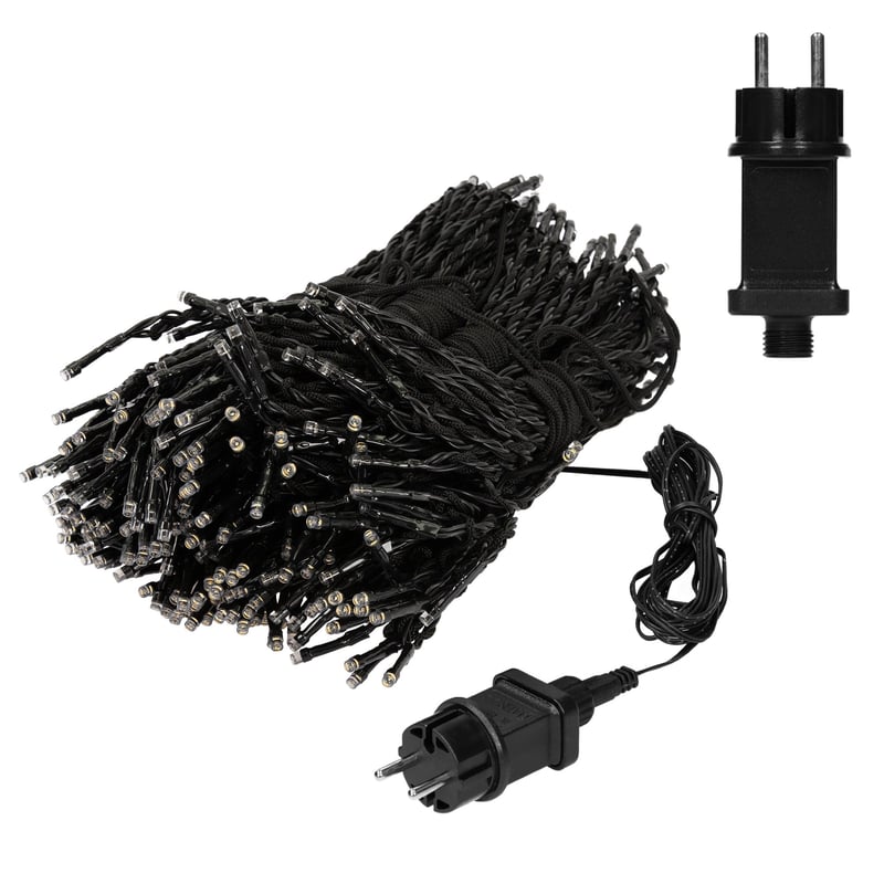 ECD Germany Lancuch swietlny na maszt flagowy, 10 pasm po 8 metrów z 360 diodami LED w kolorze cieplej bieli do drzew, w komplecie 10 kolków i 10
