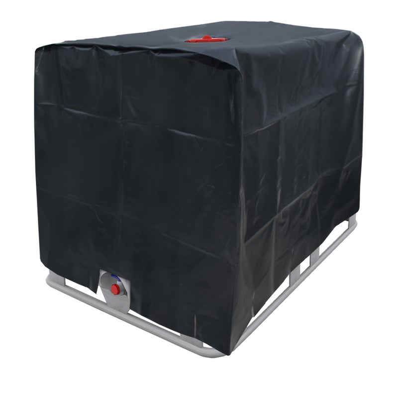 ECD Germany Pokrowiec na zbiornik na wode 1000 L 120 x 100 x 116 cm z wycieciem na otwór w kolorze czarnym - pokrowiec ochronny plandeka ochronna