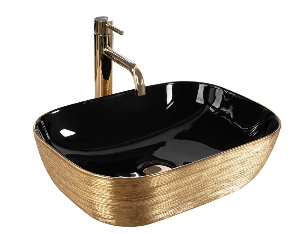 Umywalka nablatowa Rea Belinda BLACK BRUSH GOLD
