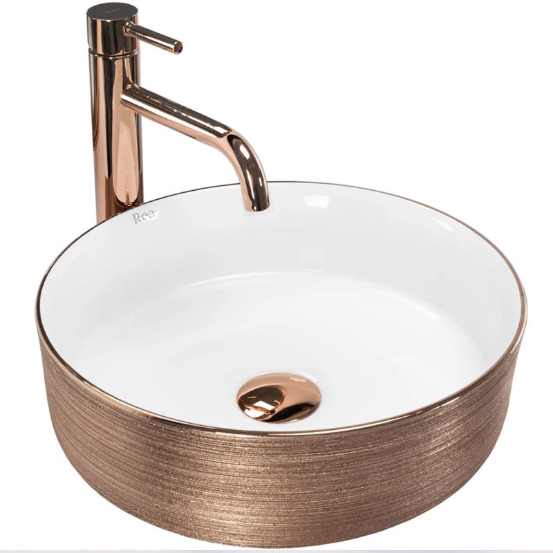 Umywalka nablatowa Rea Sami Brush Rose Gold