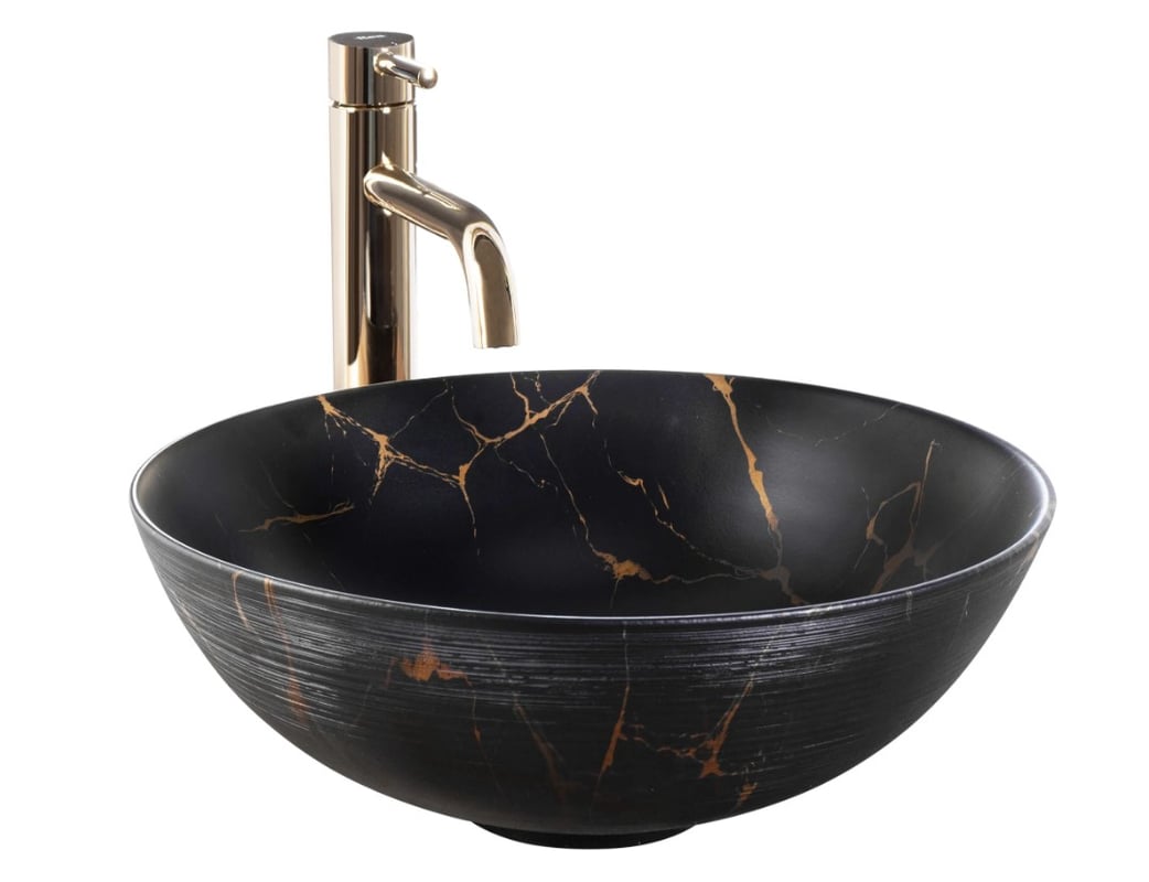 Umywalka nablatowa REA Stella Black Marble Brush