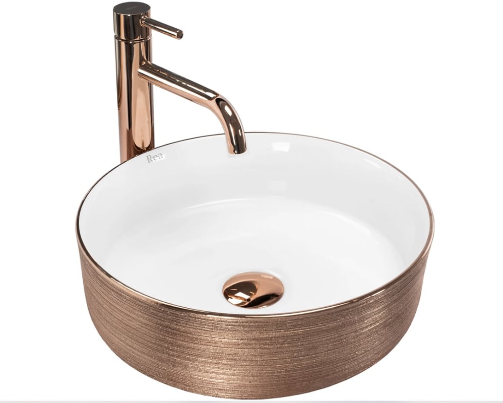 Umywalka nablatowa Rea Sami Brush Rose Gold