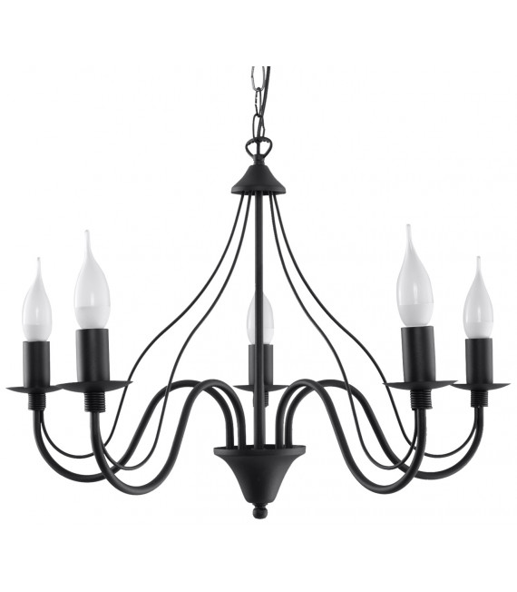Żyrandol MINERWA 5 czarny, nowoczesny - 60x60x80cm Sollux