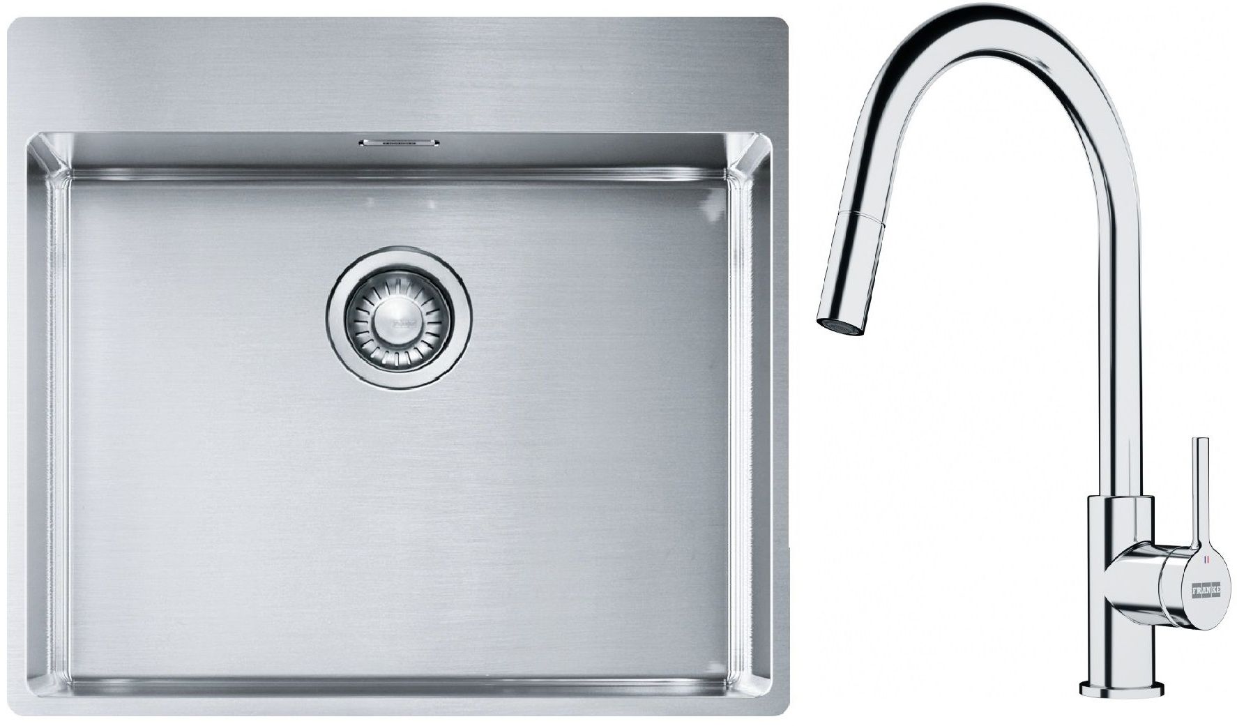 Franke Box BXX 210-54 TL zlewozmywak 57x51 cm stalowy z baterią kuchenną Lina chrom (1270369295, 1150693229) - Wysyłka w 24h