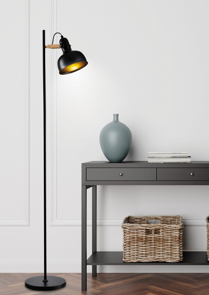 Candellux Reno lampa stojąca 1x40W czarno/drewniana 51-80196