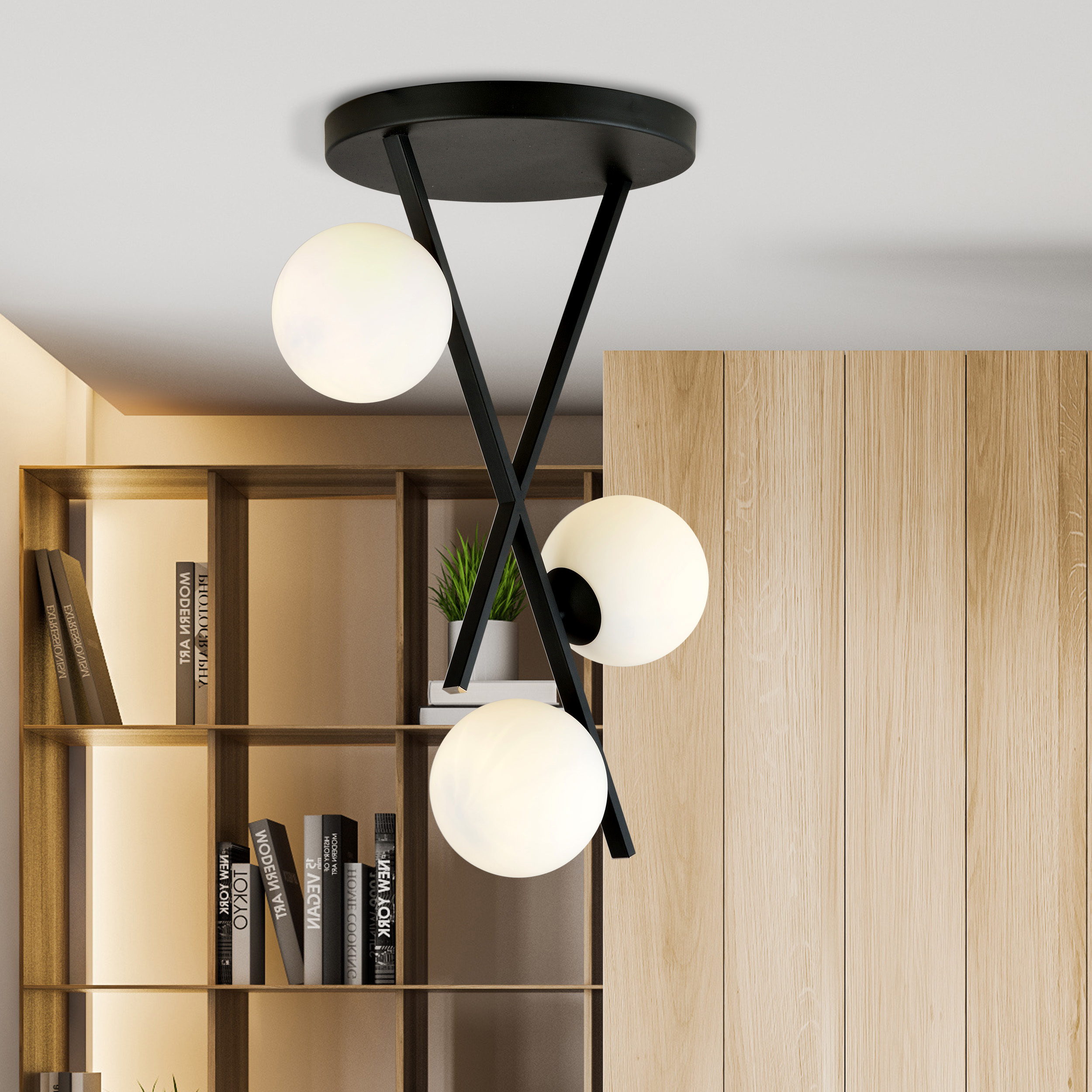Emibig River lampa podsufitowa 3x10 W biała-czarna 1194/3