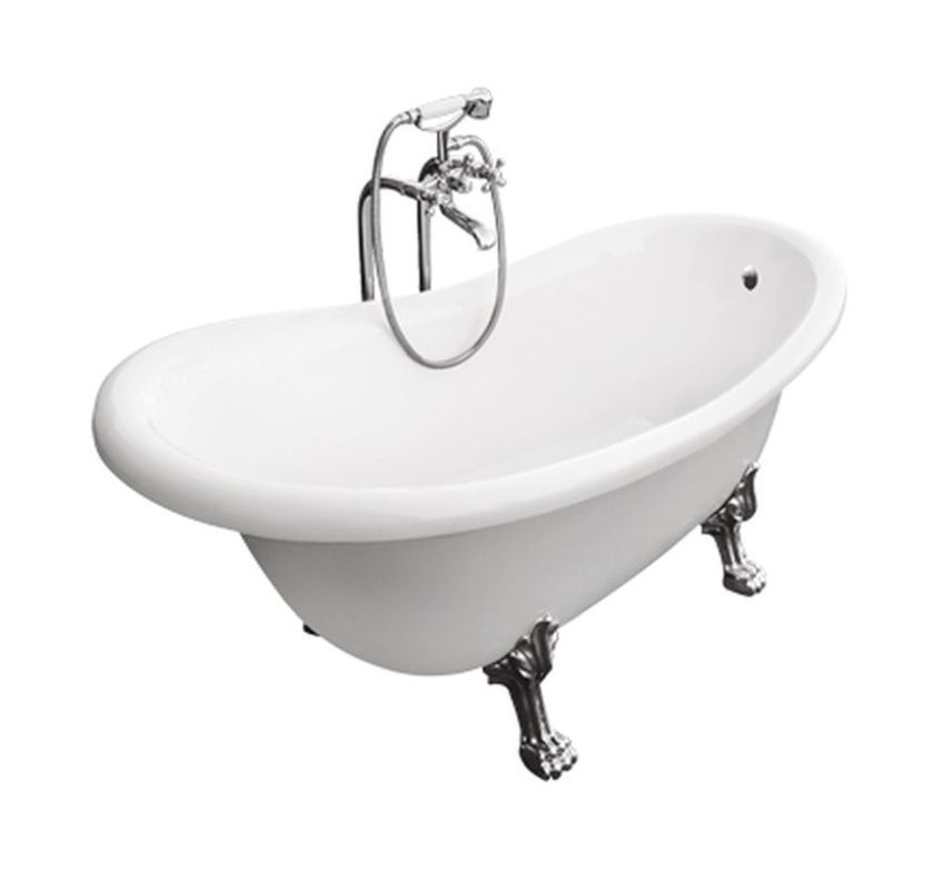 Besco Otylia wanna wolnostojąca 170x77 cm owalna biała z łapami chrom #WKO-170W+C