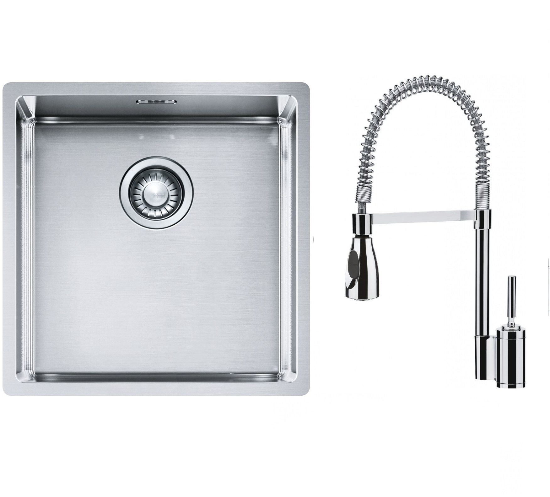Franke Box BXX 210/110-40 zlewozmywak 45x44 cm stalowy z baterią kuchenną Sentinel chrom (1270453654, 1150029591)